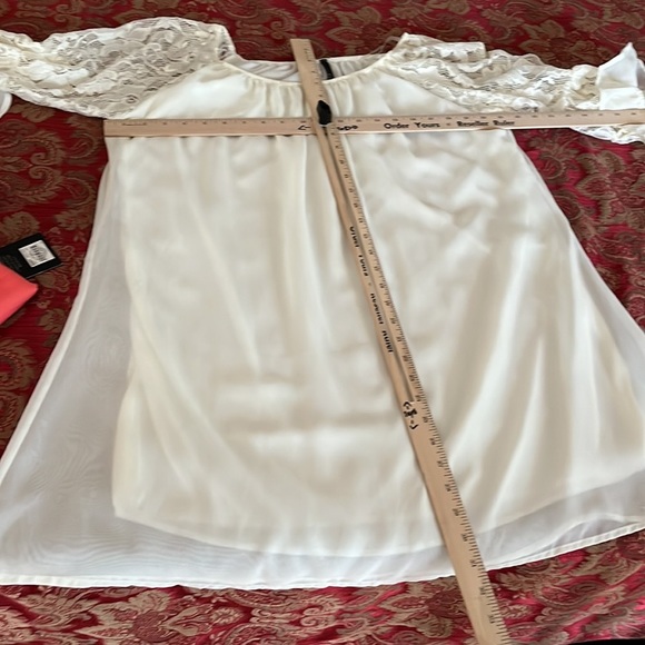 VOLL large Ivory off shoulder lined dress with lace sleeve bell sleeve NWT - Picture 7 of 9